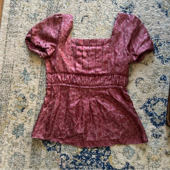 Marc Jacobs Size 4 Pink Floral 100% Silk Peplum Top Blouse Designer - Picture 5 of 11